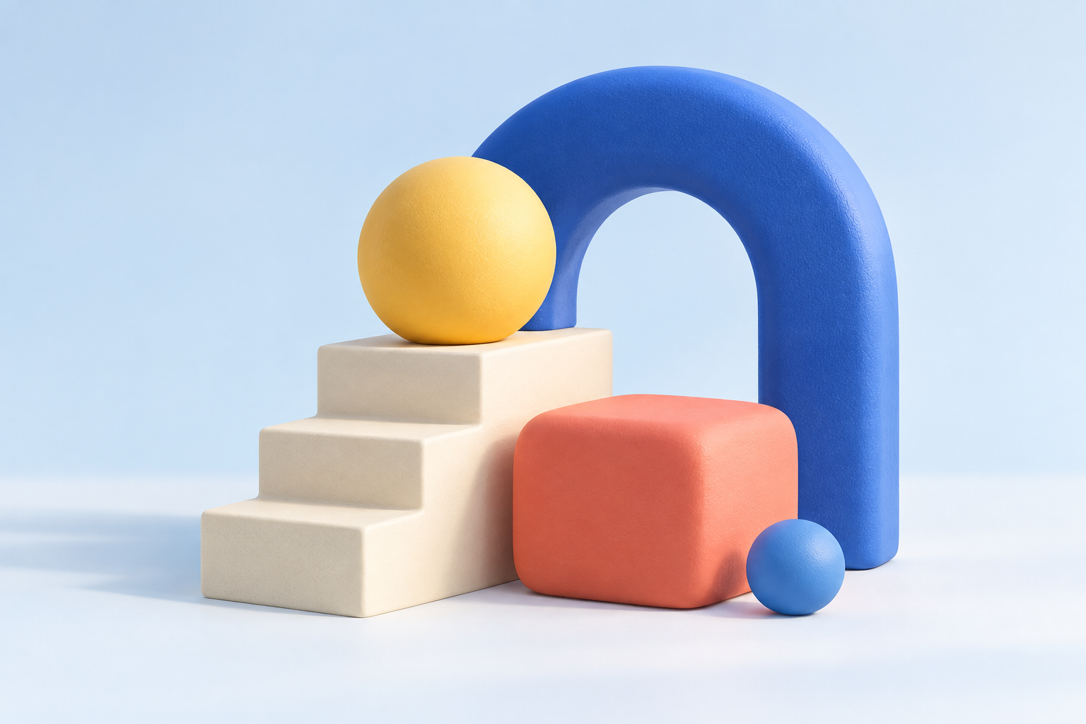 A playful arrangement of colorful, softly rounded puzzle shapes